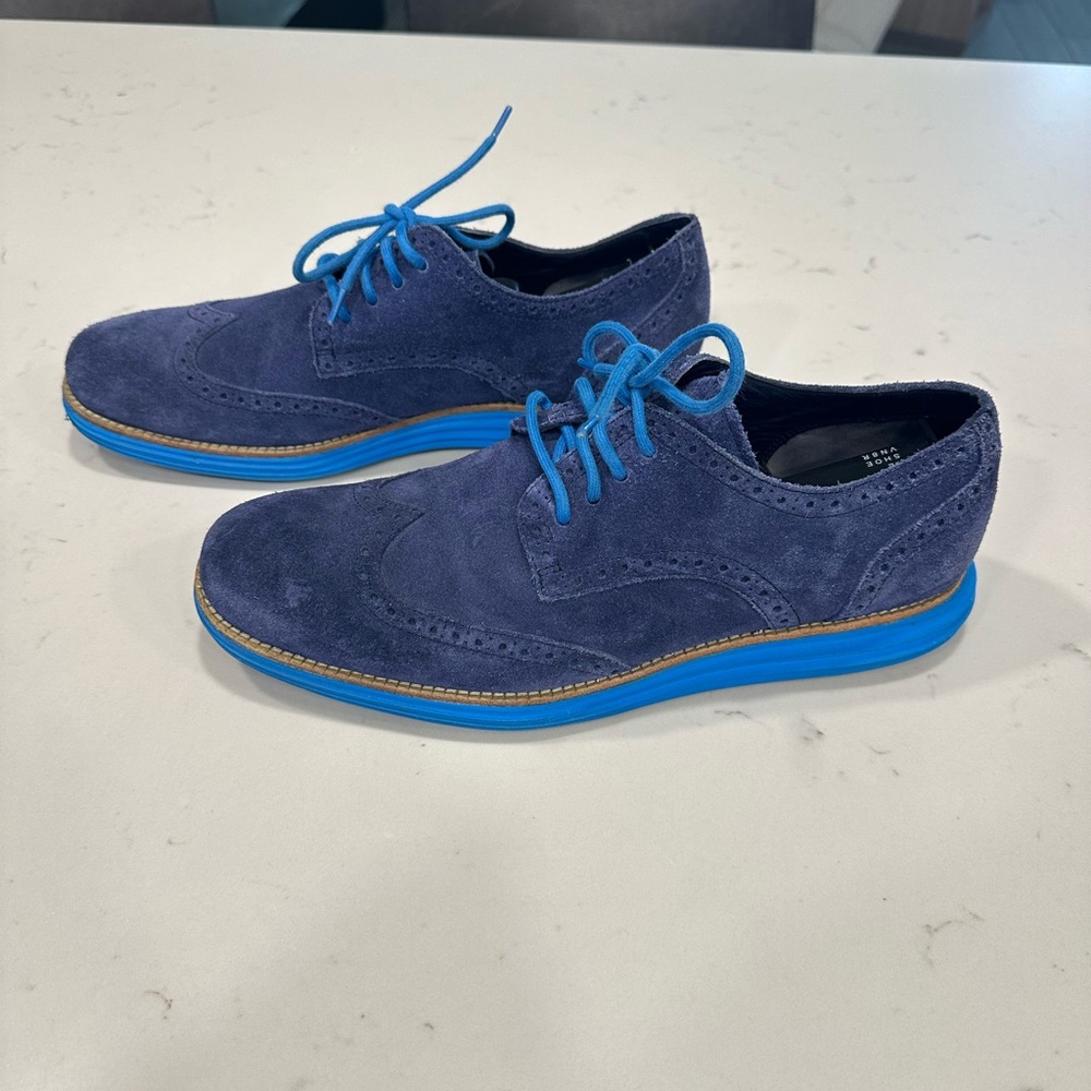 Blue suede Cole Haan Lunar Grand Dress shoes